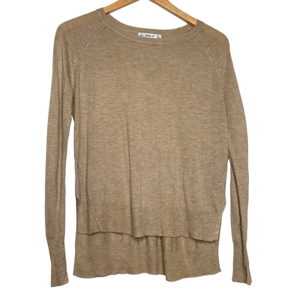 Zara Knit Lightweight High Low Long Sleeves Pullover Sweater Women's Size M